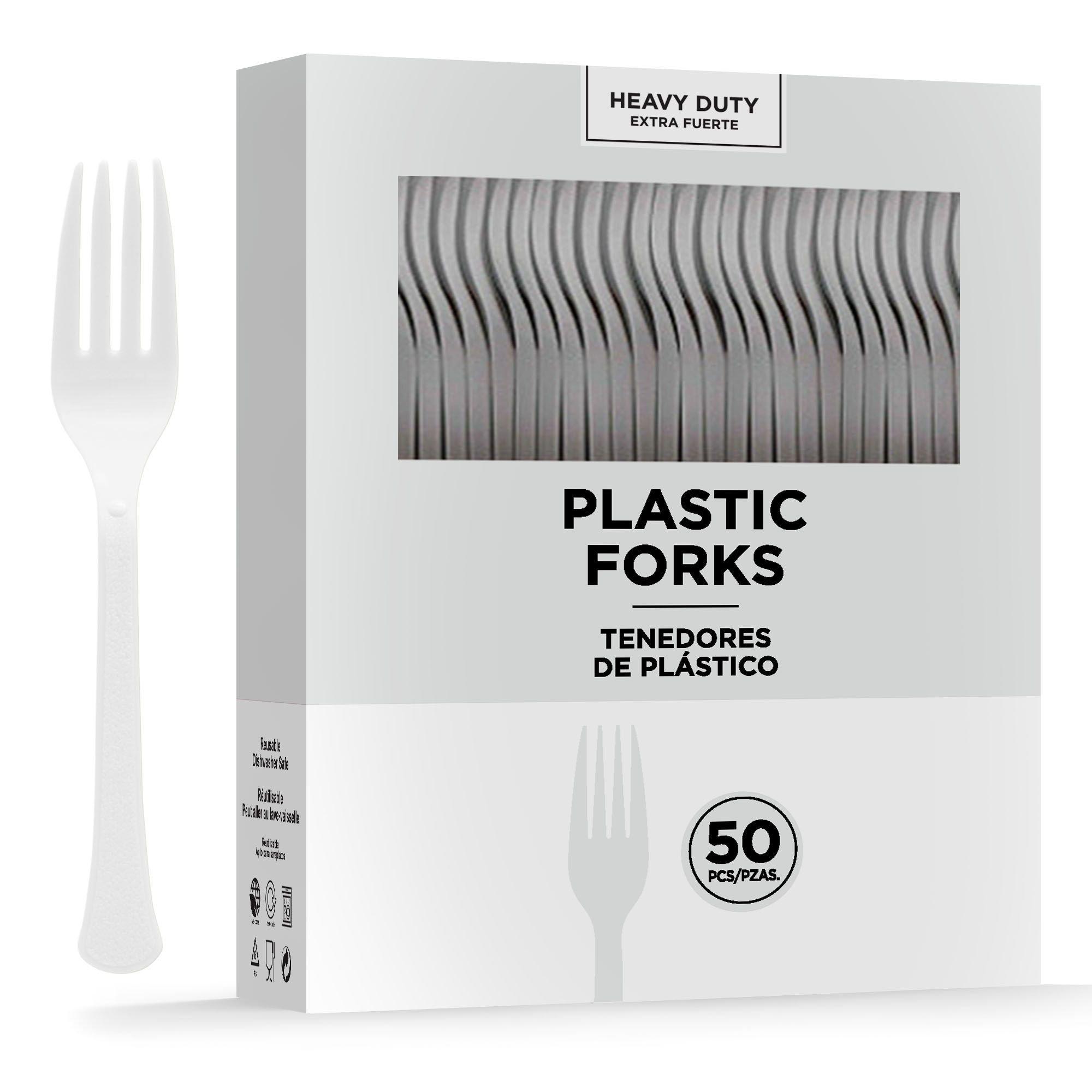 White HeavyDuty Plastic Forks, 50ct Party City